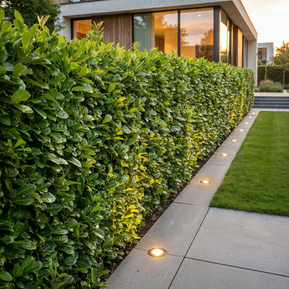Green boutiQ - 16x Prunus laur. Novita - Laurierkers - Haagplanten - Groenblijvend - Groen - Pot 9cm - Hoogte 25-35cm