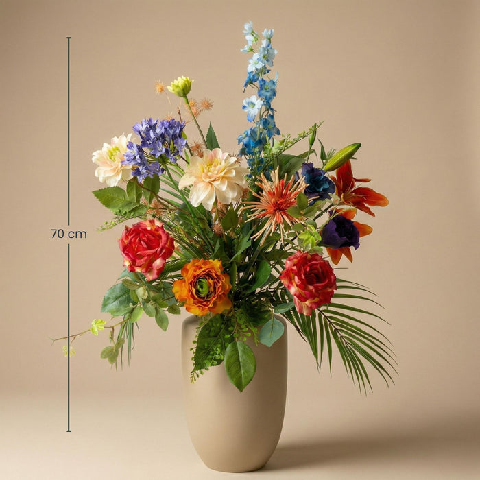 Kunstbloemen Boeket “Colorful Bloom Deluxe” – Real Touch – 70 cm – 18 Stelen