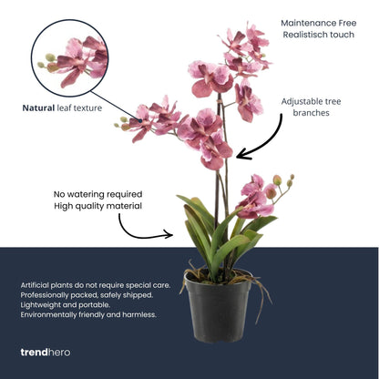 Orchidee Vanda, künstliche Pflanze, 60 cm, altrosa, im Topf