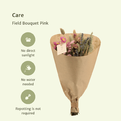 Trockenblumen-Feldstrauß Rosa - Ø25cm - ↕60cm - Ø15 - ↨35cm