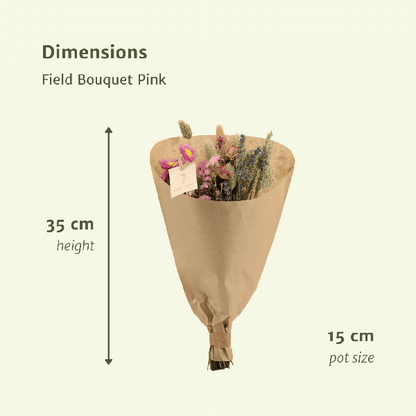 Trockenblumen-Feldstrauß Rosa - Ø25cm - ↕60cm - Ø15 - ↨35cm