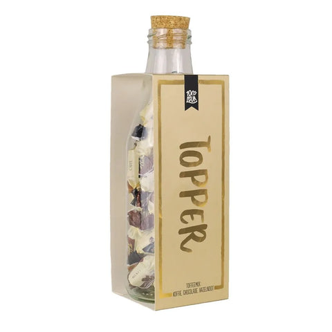 Momentenfles met toffees en boodschap Topper