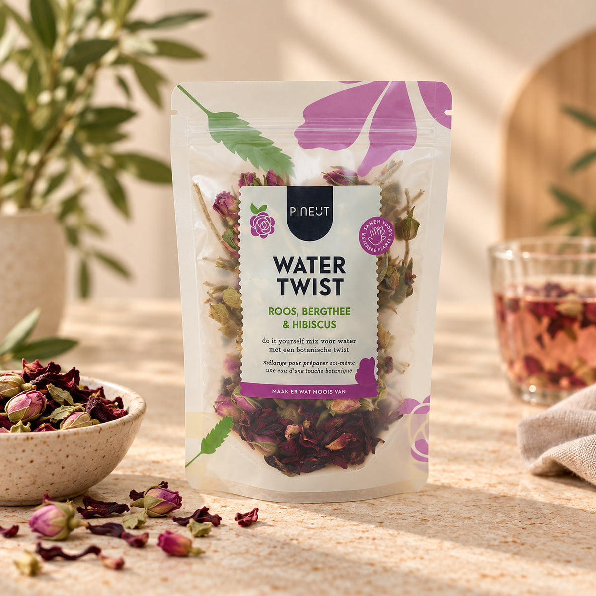 Watertwist roos bergthee hibiscus pouchbag