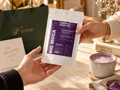 BIG MOCA Ube poeder 100% 100g wordt overhandigd als origineel cadeau