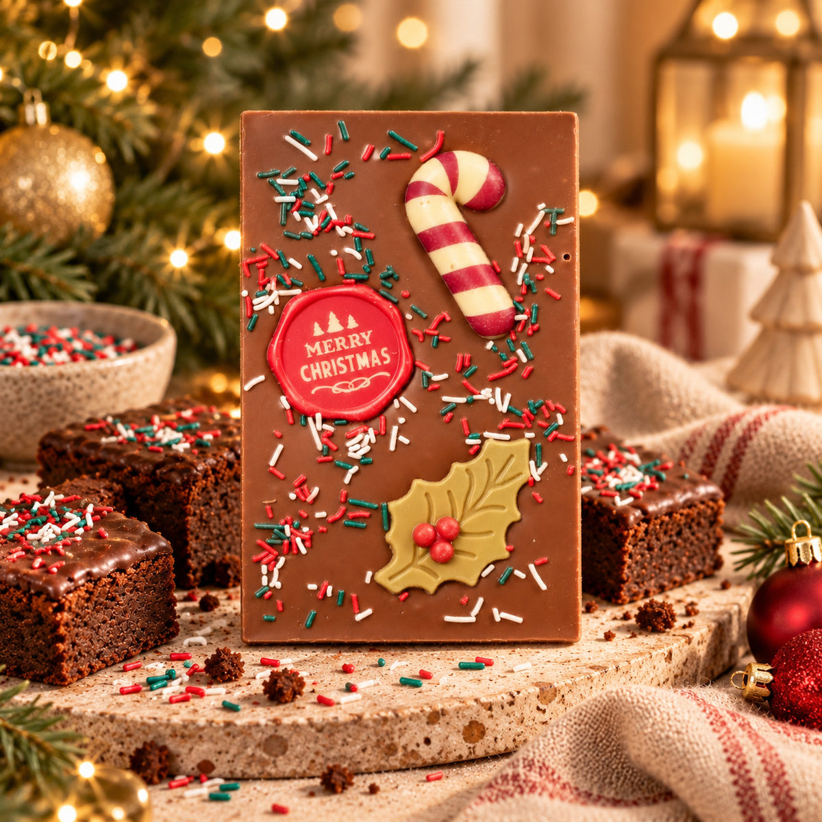 Kerst chocoladereep per post. | productafbeelding 2