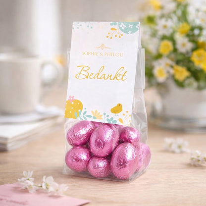 Sophie & Philou Bedankt Paaseitjes Licht Fuchsia 15 Luxe Chocolade Eitjes | productafbeelding 2