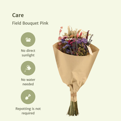 Droogbloemen Field Bouquet Pink - Ø20cm - ↕50cm | productafbeelding 3