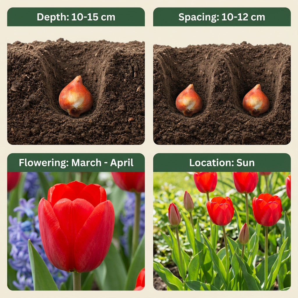 30x Tulipa Triumph Red - Triomftulp - Rood - Voorjaarsbloeier - Bolmaat 11/12 | productafbeelding 8
