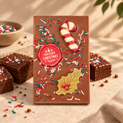 Kerst chocoladereep per post.