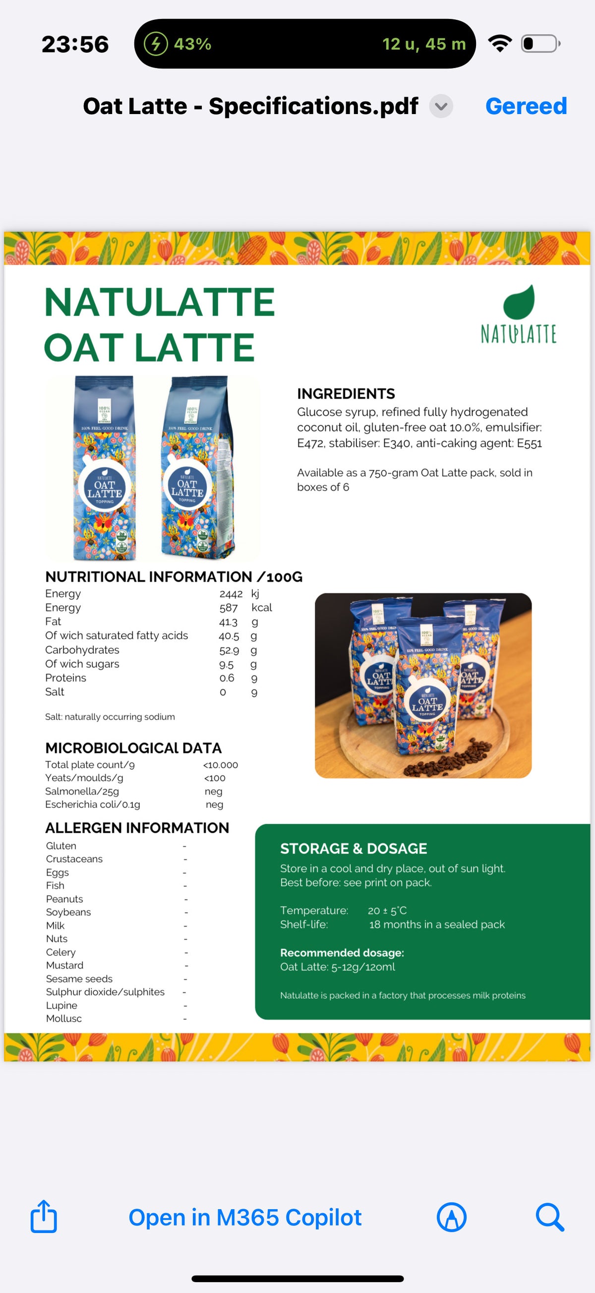 Natulatte Oat Latte – Vegan haver latte poeder (750g) | productafbeelding 3