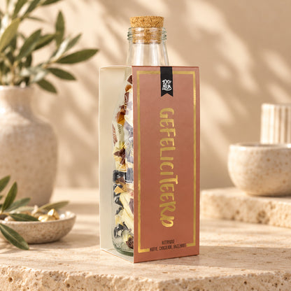 Momenten fles met toffees – Gefeliciteerd