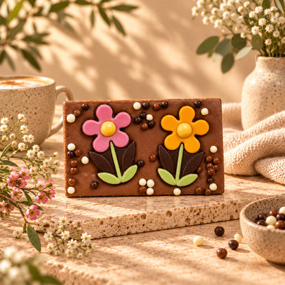 Bloemen chocoladereep per post. | productafbeelding 2