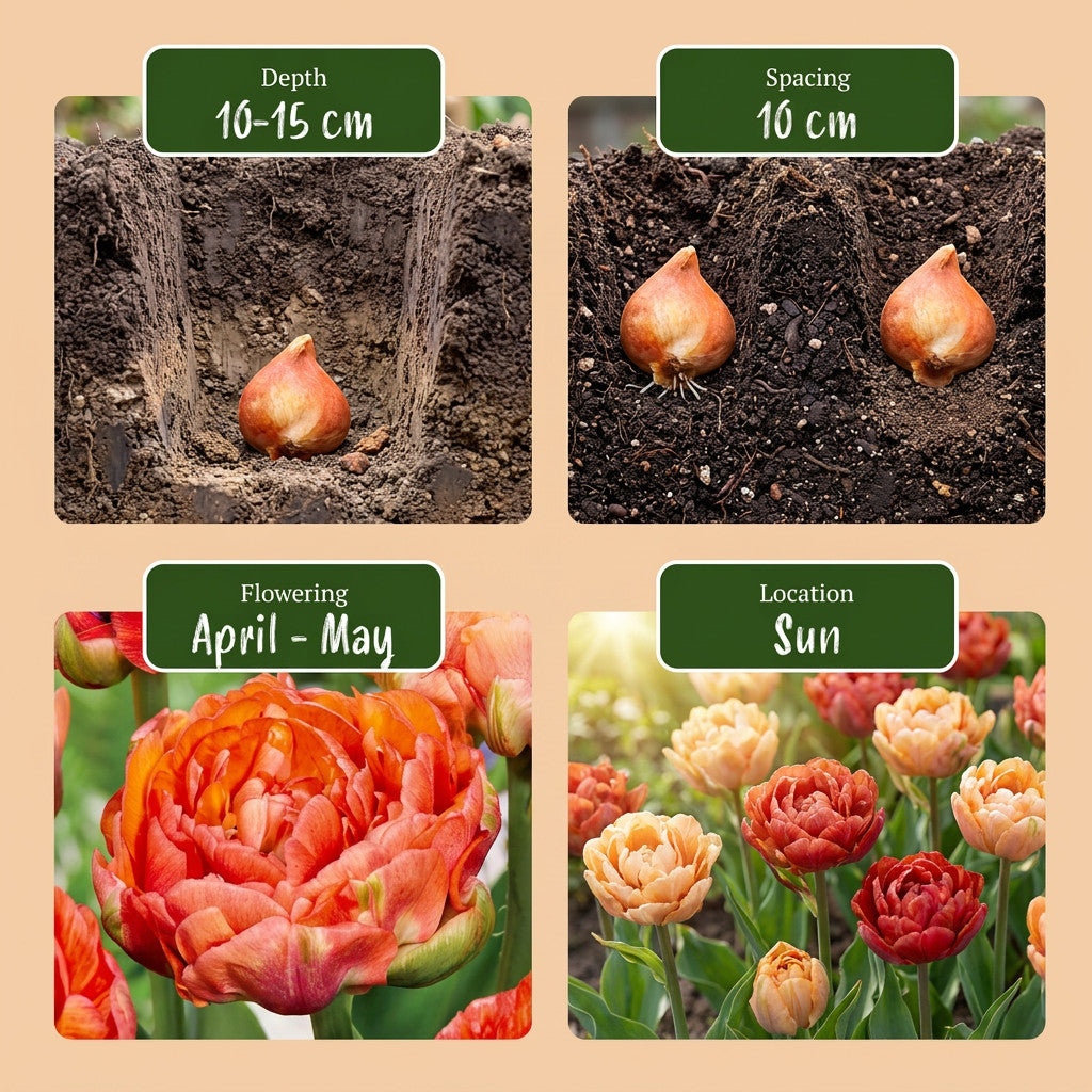 24x Tulipa Gudoshnik Double - Gevuldbloemige tulp Gudoshnik - Diversen - Voorjaarsbloeier - Bolmaat 11/12 |…