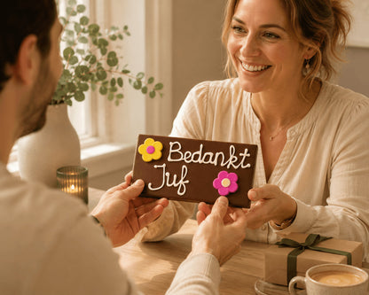 Bedankt Juf Chocoladereep met bloemen | productafbeelding 3