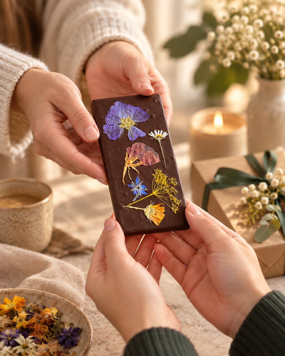 Vegan bloemenreep als duurzaam chocoladecadeau