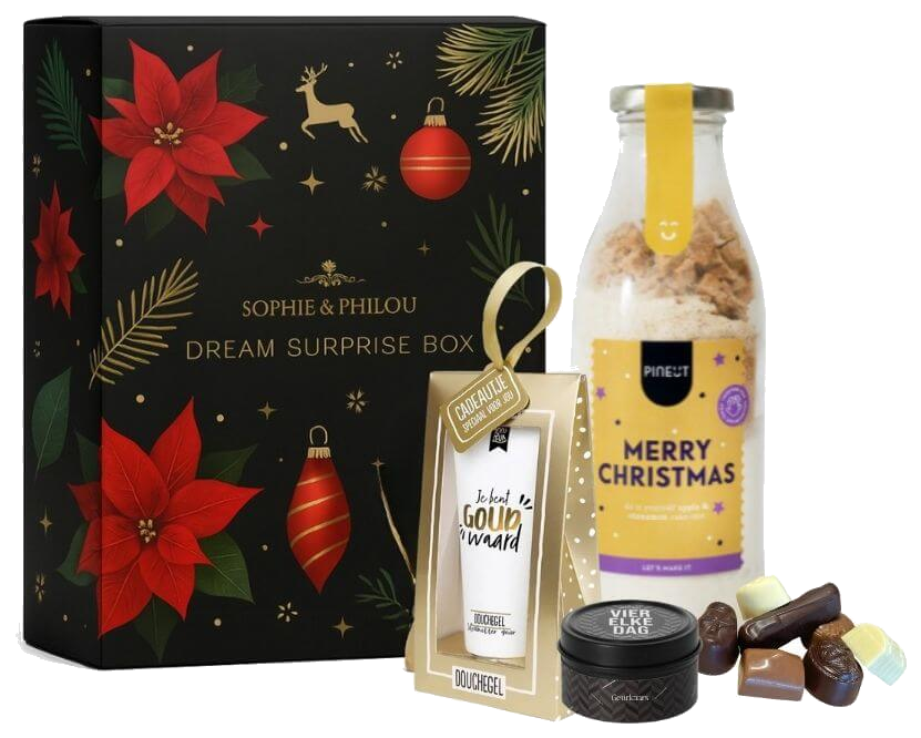 Sophie en Philou Dream Surprise Box kerstpakket met chocolade en bakmix