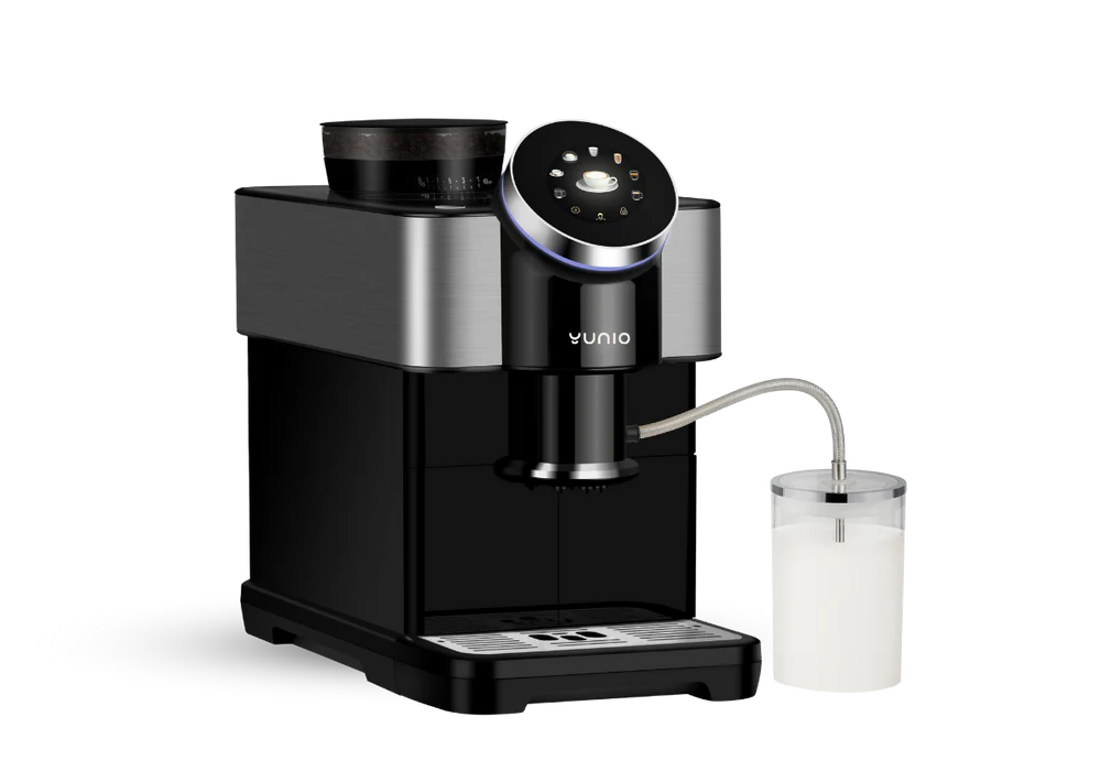 Touchscreen en drankkeuze van de Yunio H2 koffiemachine
