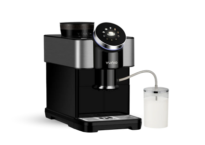 Touchscreen en drankkeuze van de Yunio H2 koffiemachine