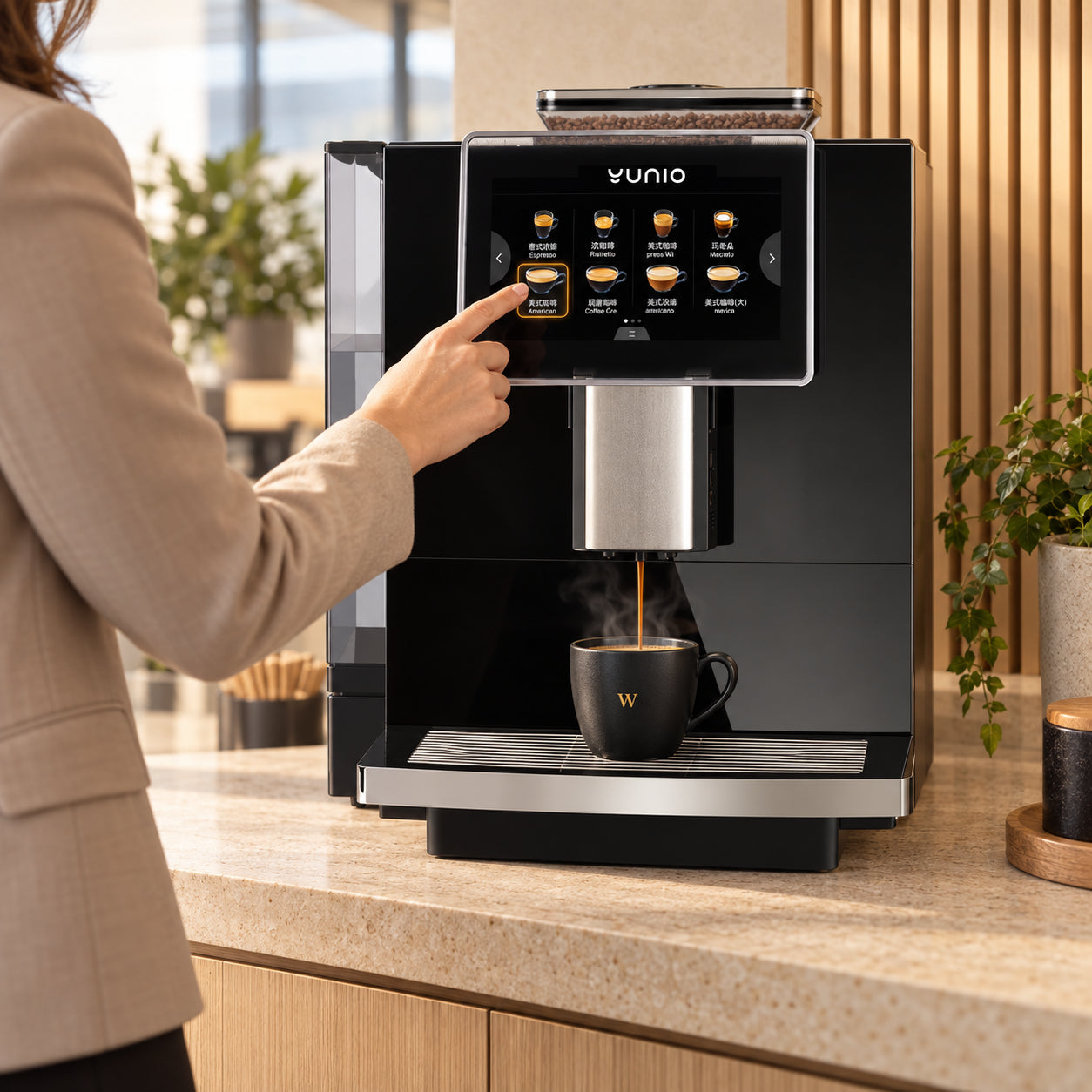 Yunio X20 koffiemachine voor zakelijk gebruik