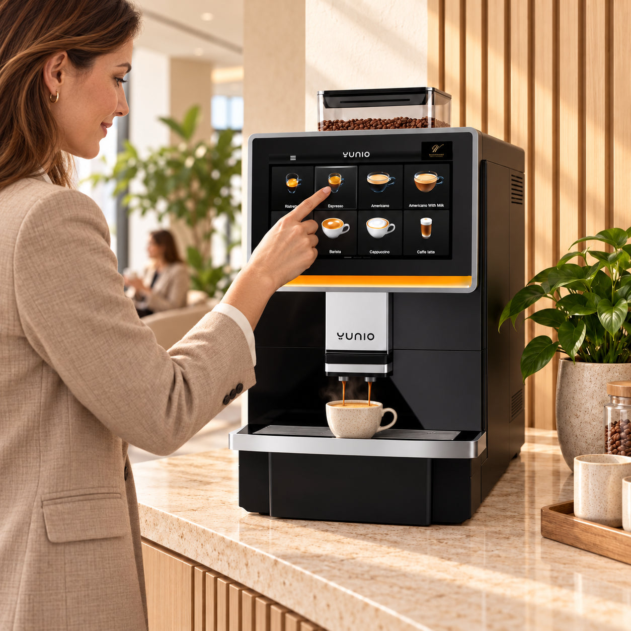 Yunio X50 bonen koffiemachine in zakelijke uitvoering