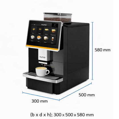 Afmetingen van de Yunio X50 professionele koffiemachine