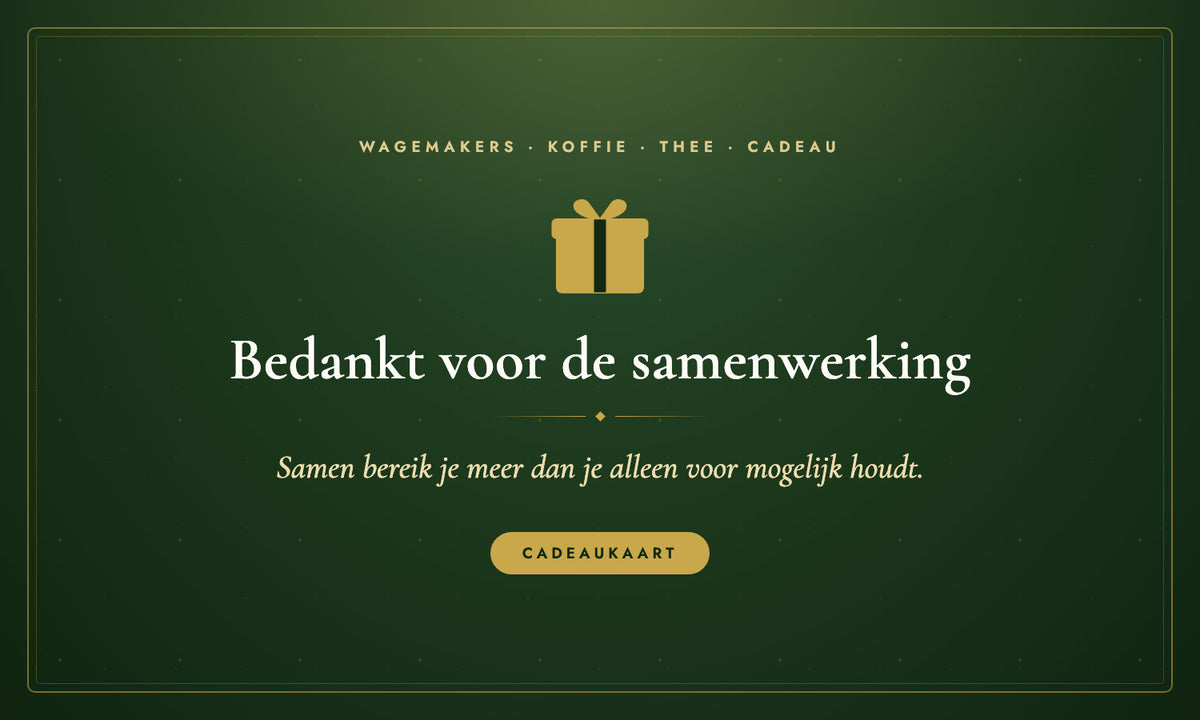 Zakelijk bedankje Cadeaukaart van Wagemakers Koffie Thee Cadeau